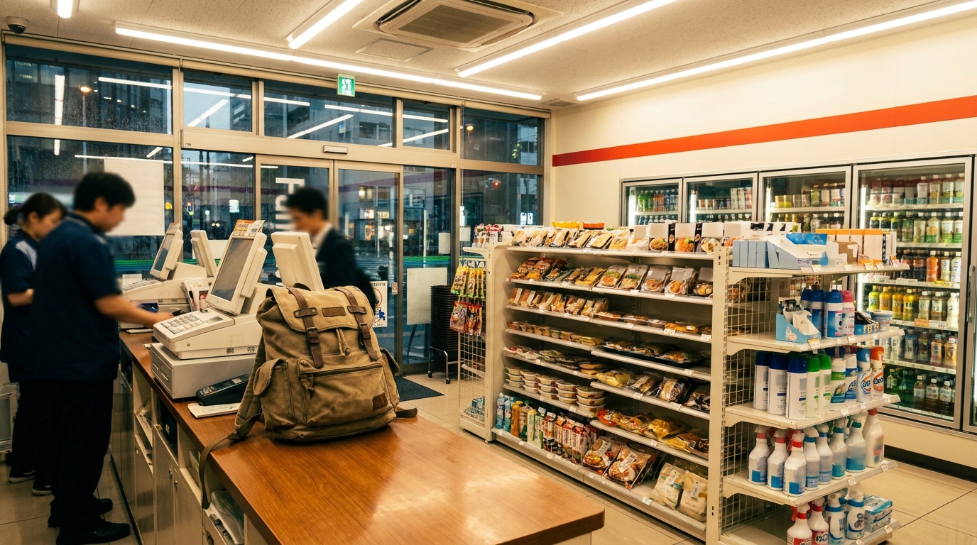 Traveler checking a digital locker screen with a suitcase