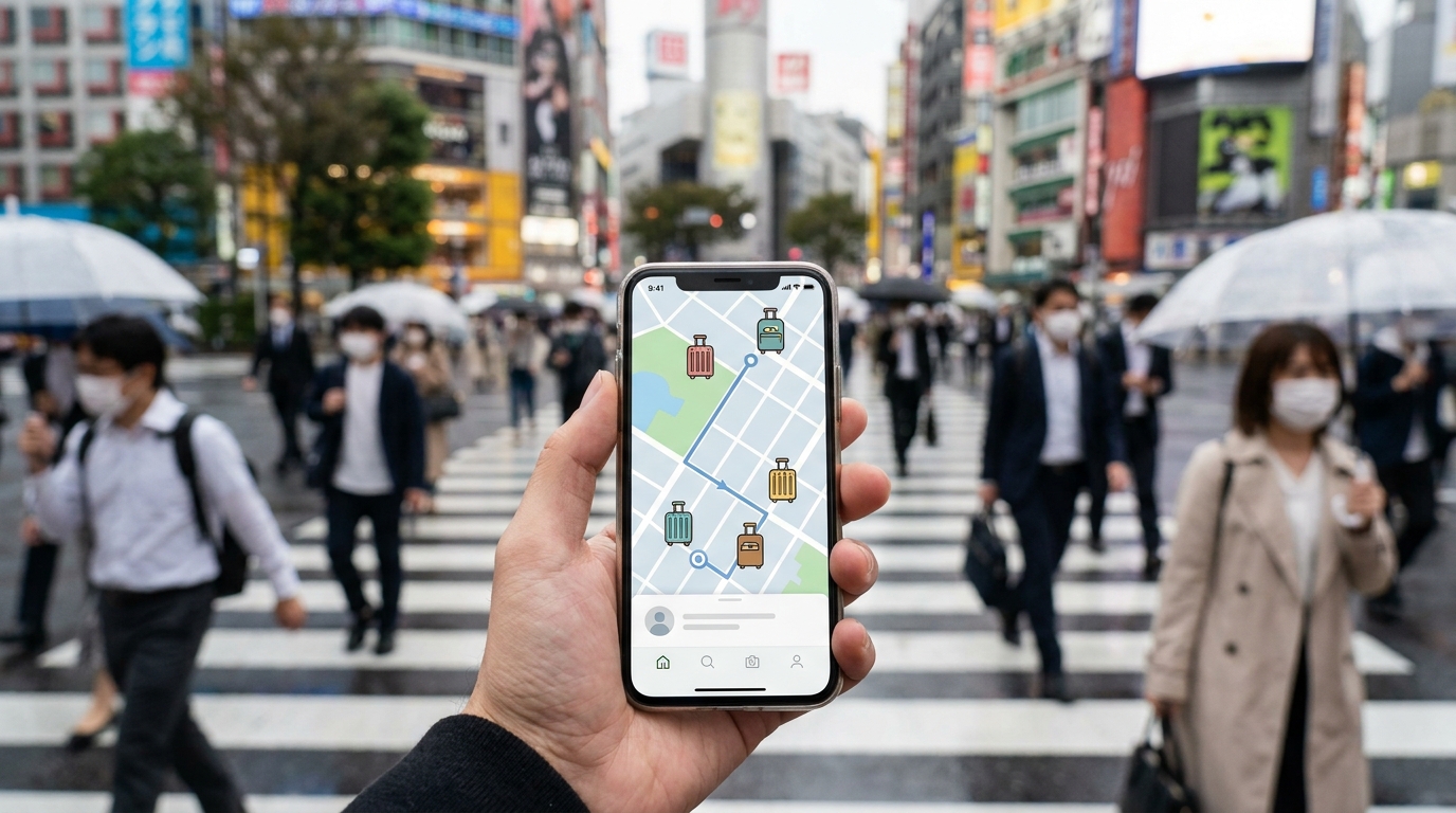 Hand holding a smartphone showing a generic storage app interface