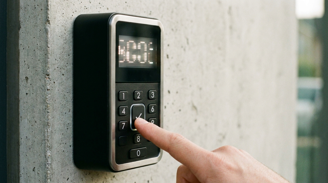 Modern digital electronic key lockbox with LED display and keypad