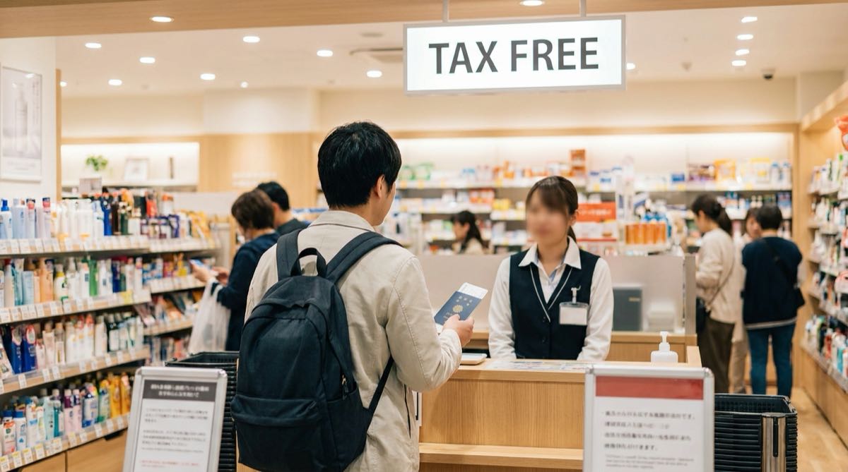 Tax-free counter at a Japanese drugstore