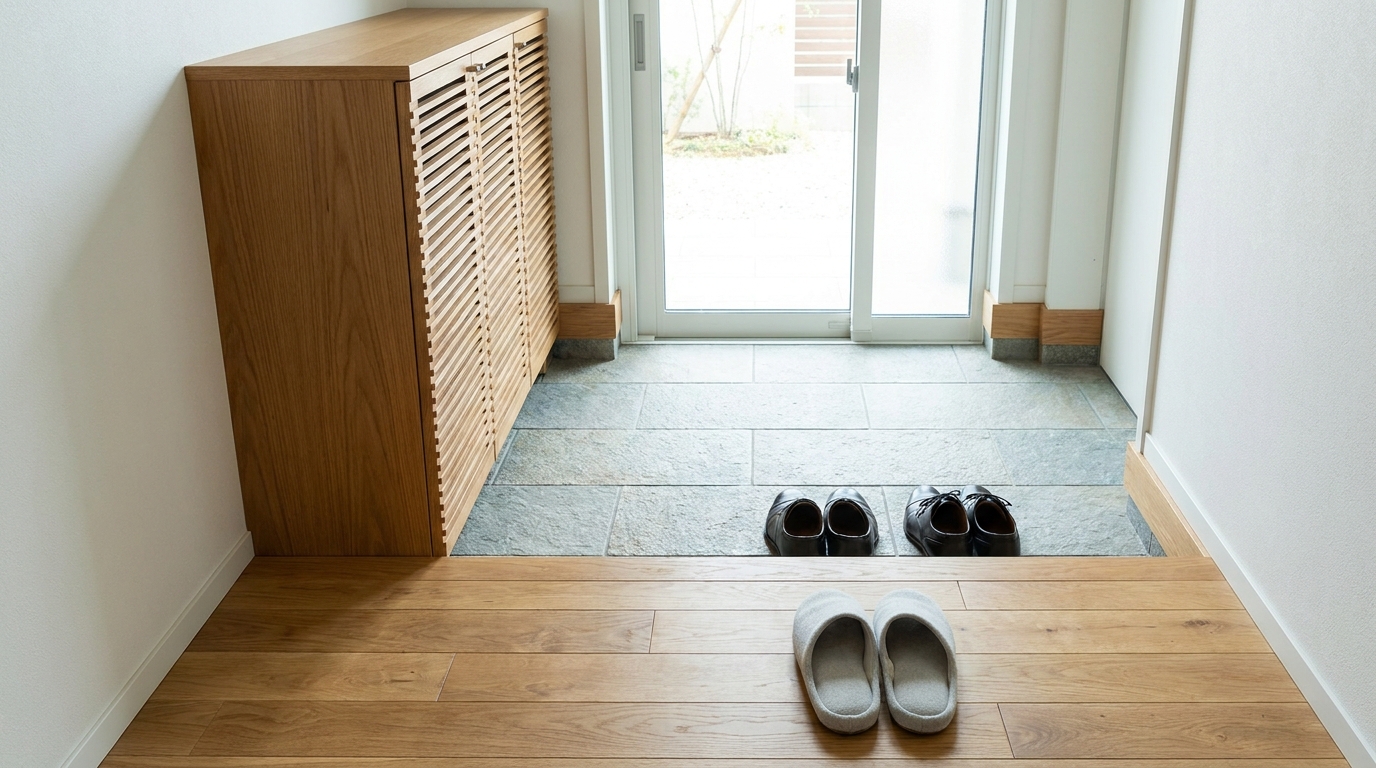Five visual cues at a Japanese entryway