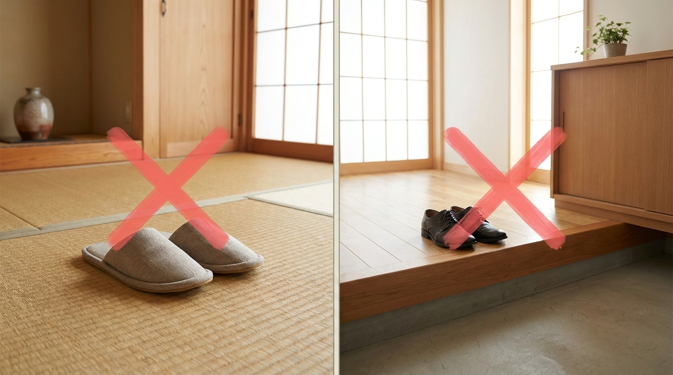 Common shoe-removal mistakes in a Japanese home