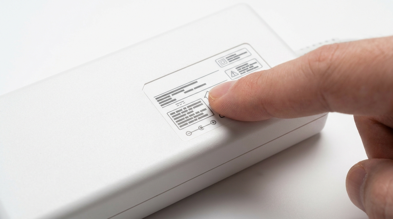 Charger spec label inspection, INPUT 100-240V