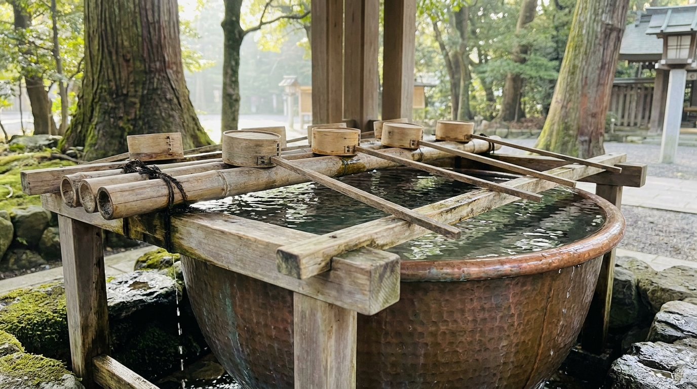 Chozuya purification fountain at a Tokyo shrine