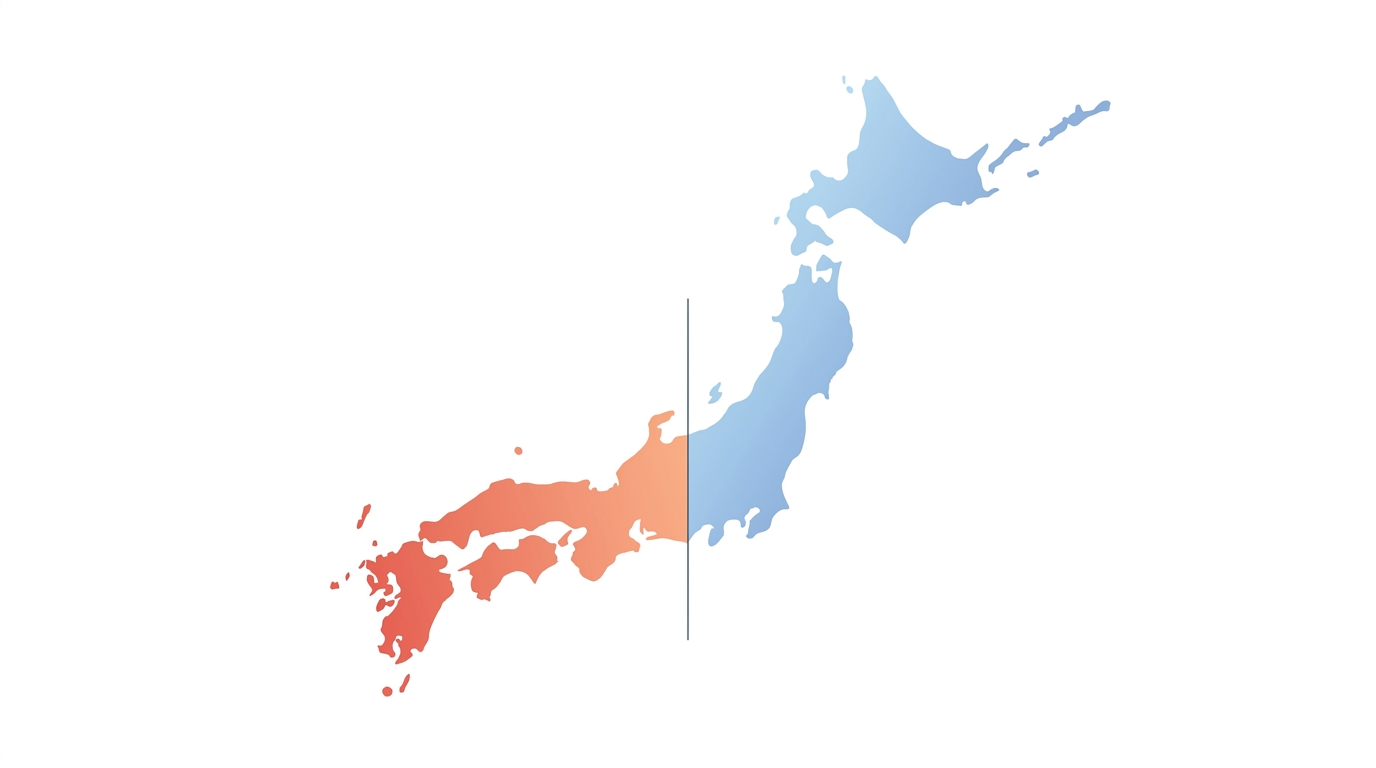 Japan 50Hz 60Hz power frequency boundary map