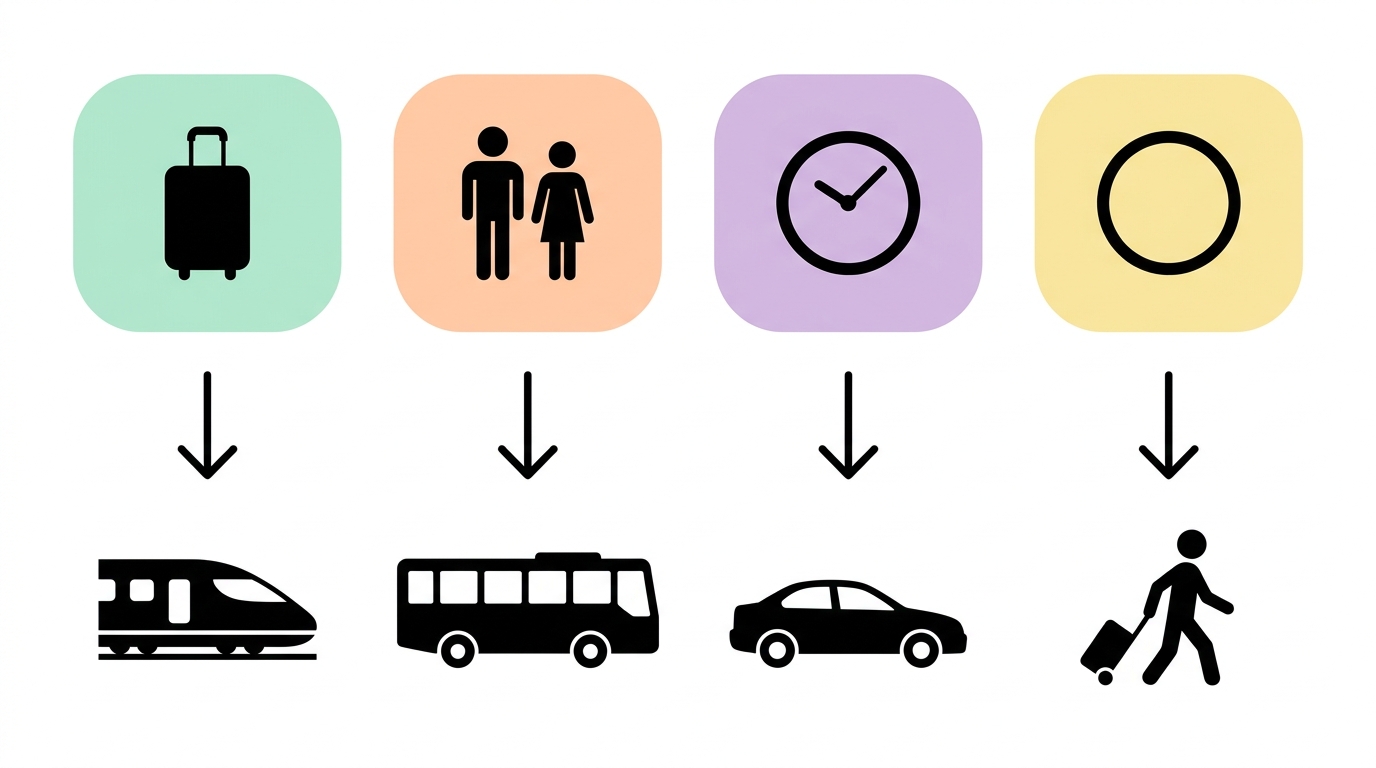Decision map: travel inputs to transport options