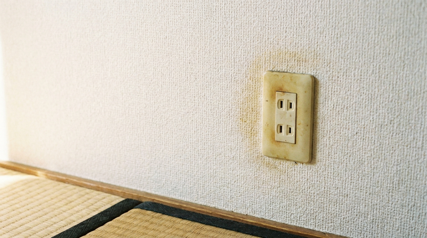 Older Japanese apartment Type A two-prong outlet