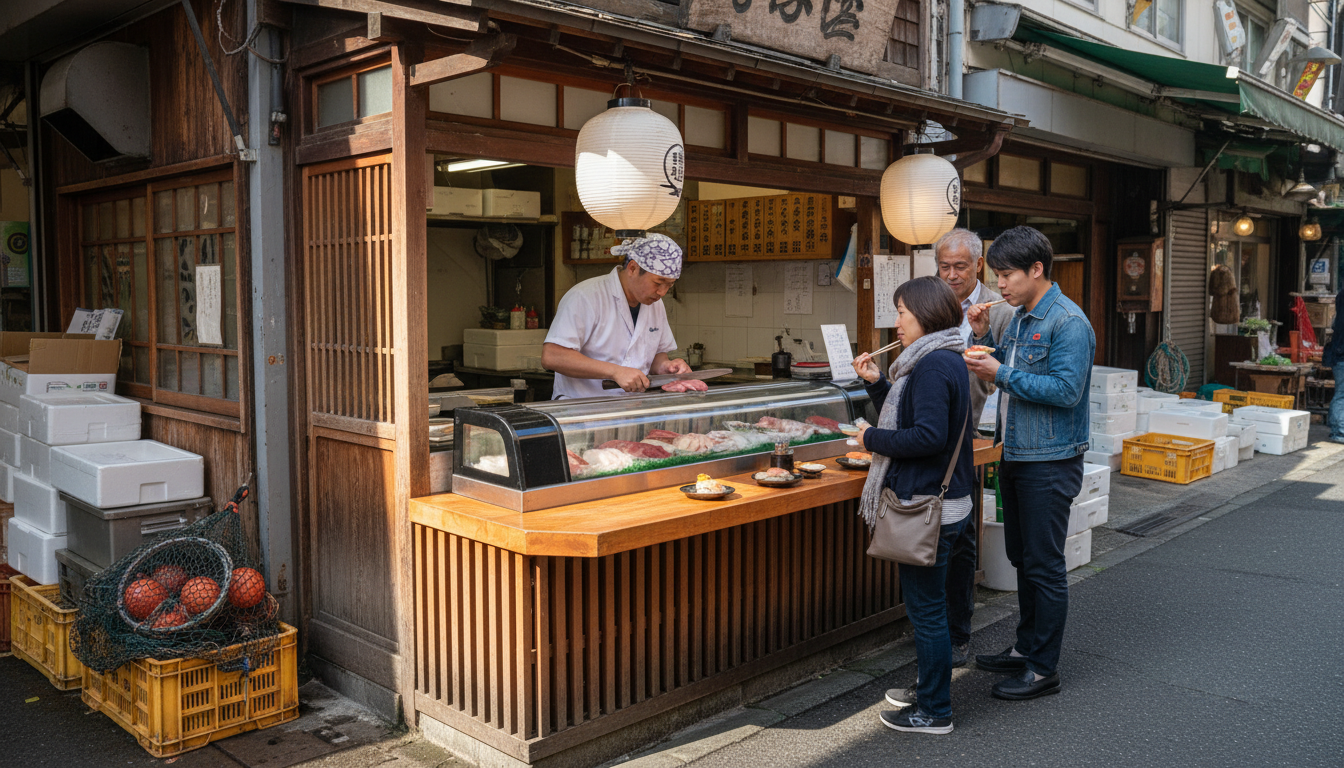 Outdoor market sushi shop