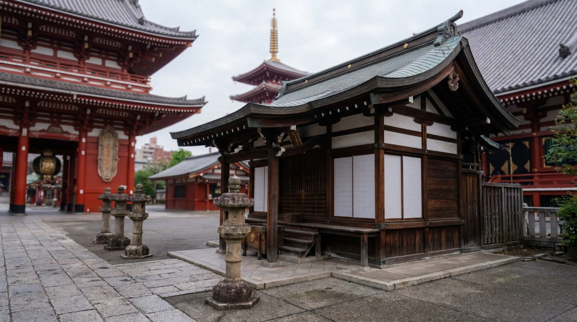 Asakusa Shrine main pavilion next to Sensoji