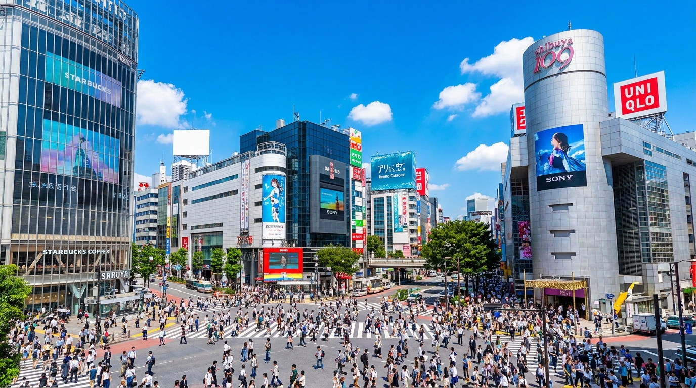 Shibuya Scramble Crossing in daytime