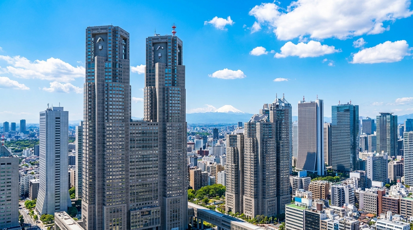 Shinjuku skyline and neon streets