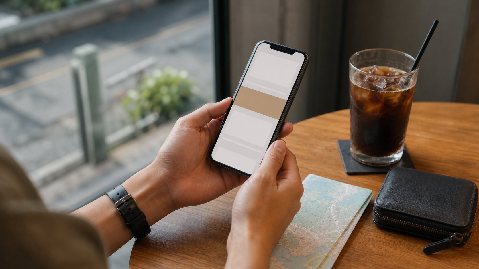 Traveler checking a generic ticket page before heading to the event.