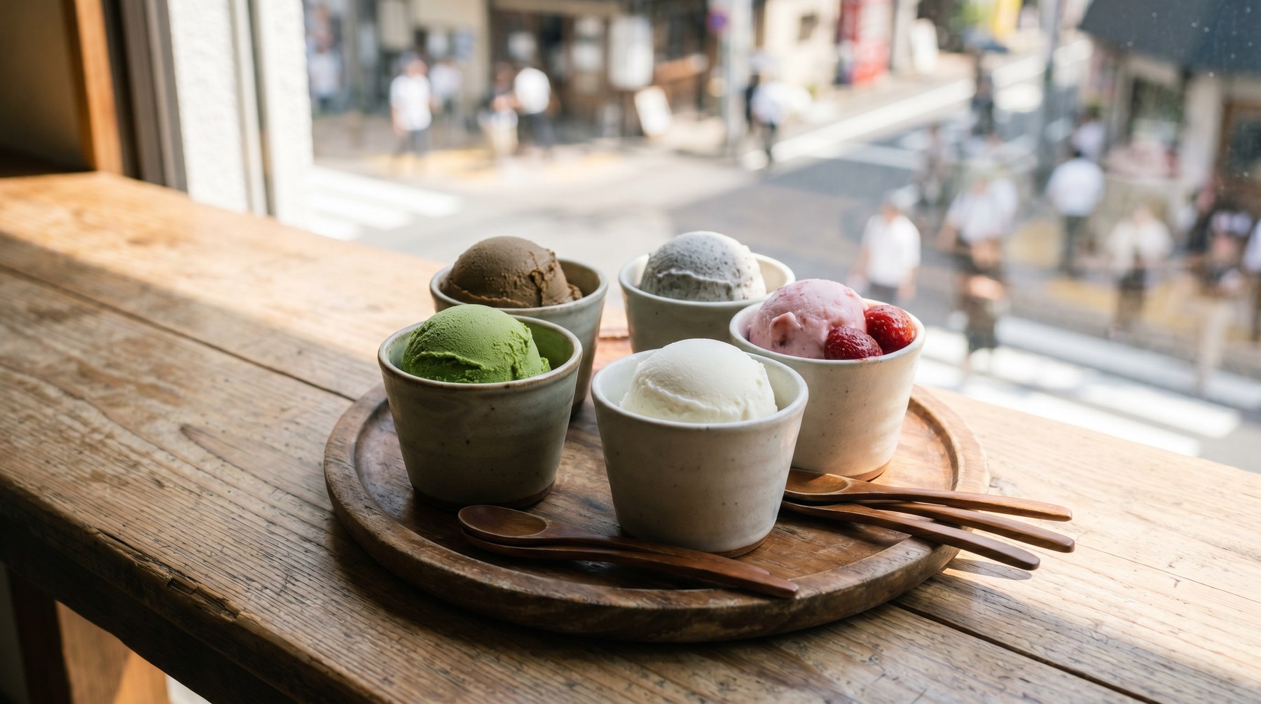 Japanese ice cream cups in several flavors
