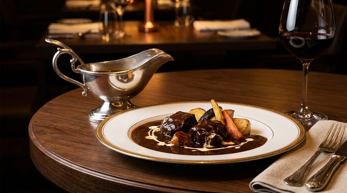 European-style Japanese curry with glossy demi-glace sauce