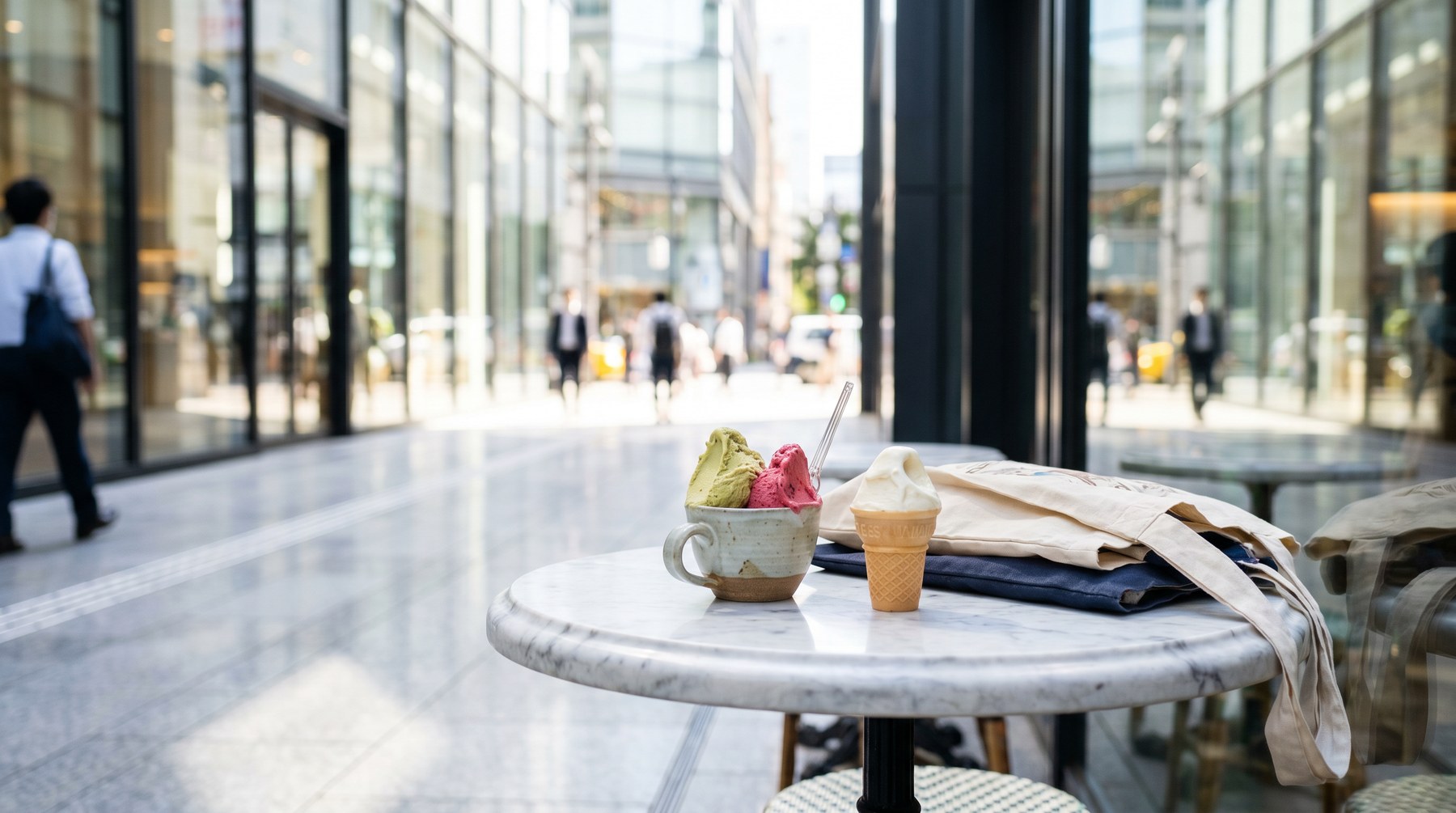 Gelato break during a Ginza walk
