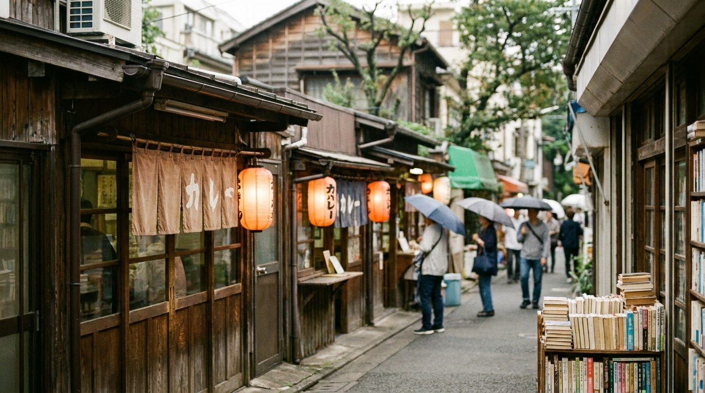 A Jinbocho curry restaurant street in Tokyo