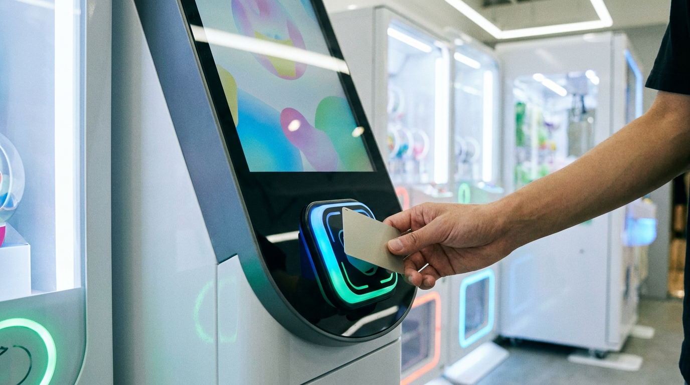 Tapping an IC card on a digital capsule toy machine