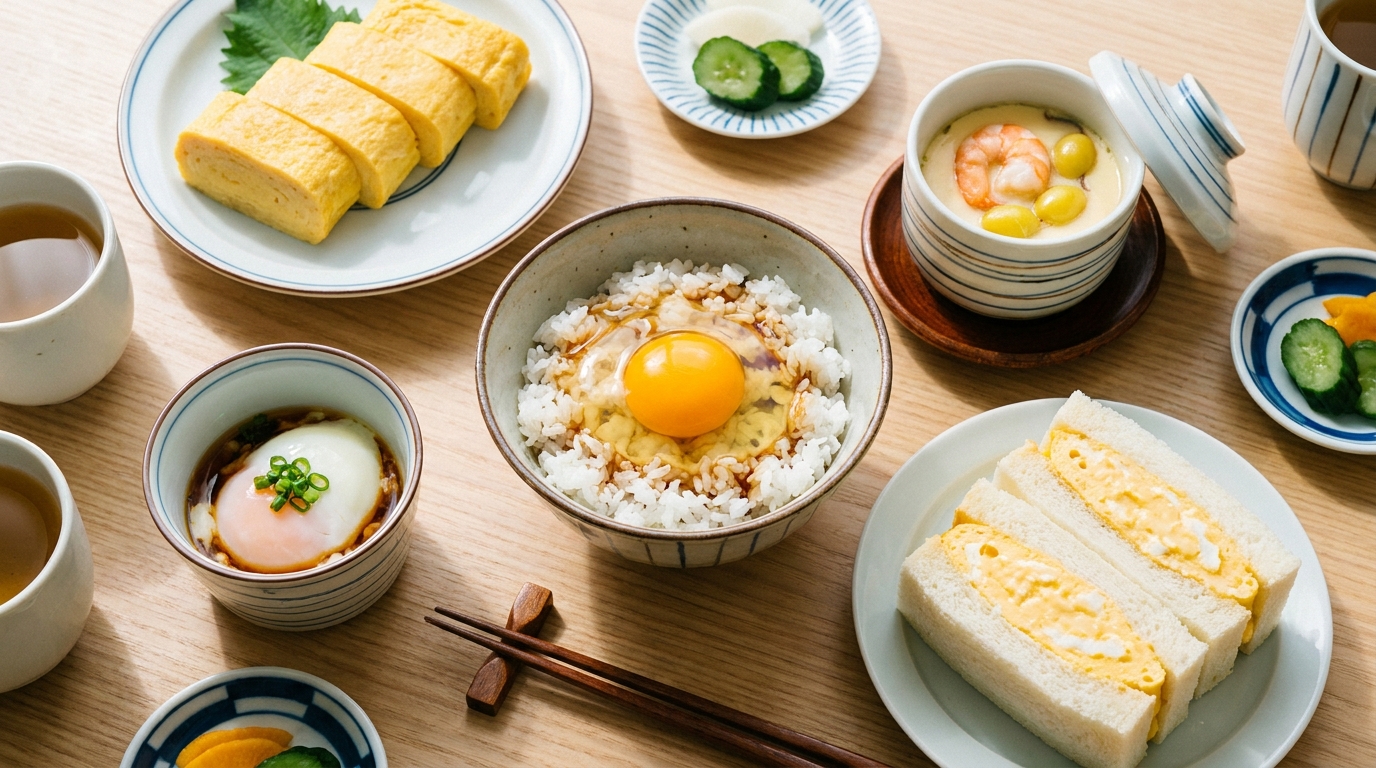 Assortment of Japanese egg dishes