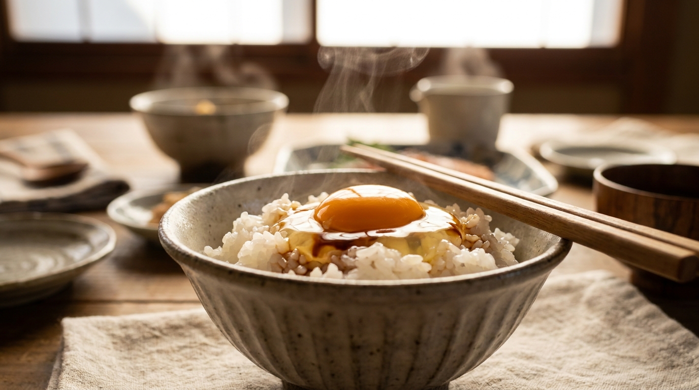 Tamago kake gohan raw egg over rice