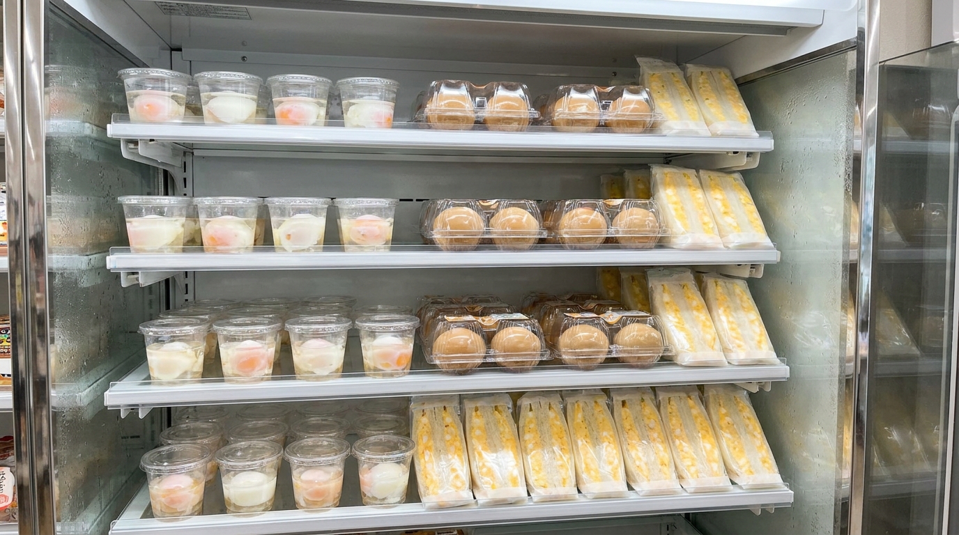 Convenience store egg product shelf