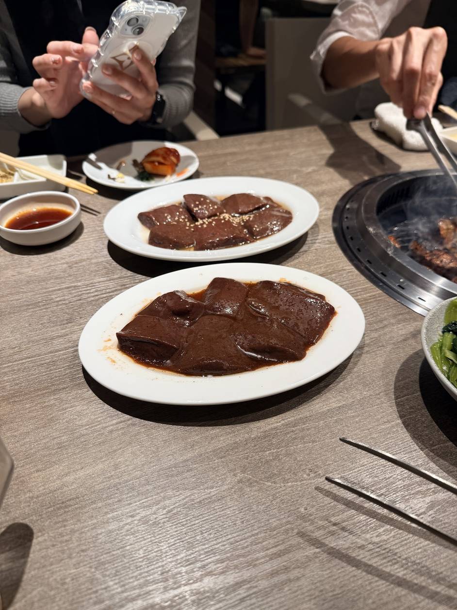 Fresh raw-grill liver, a house specialty at Yakiniku En