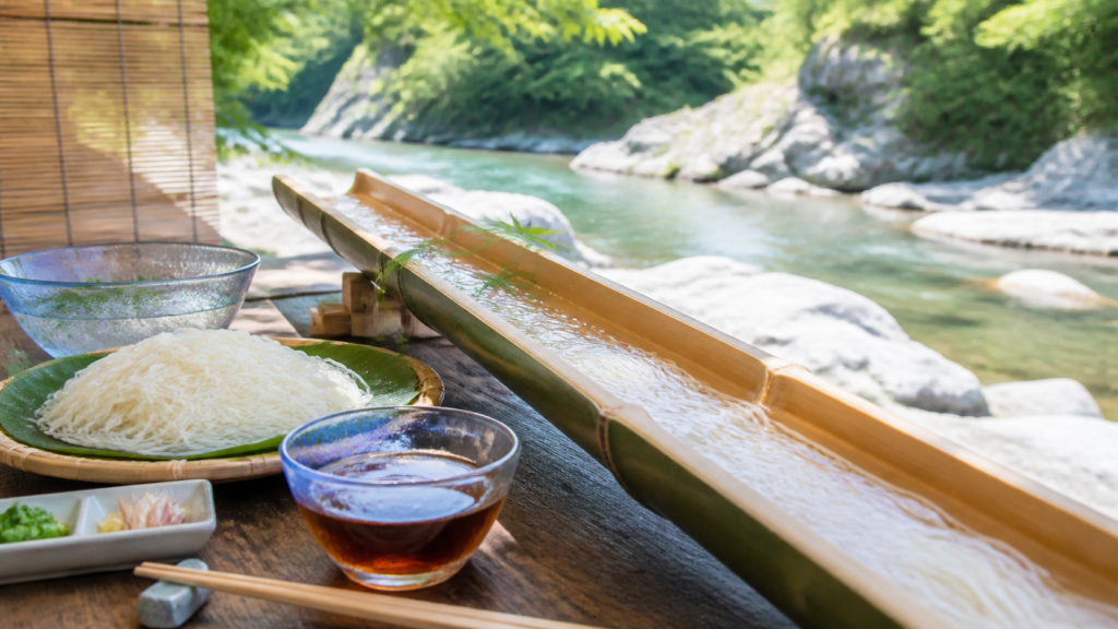 Scenic riverside nagashi somen lunch inspired by Nagatoro in summer