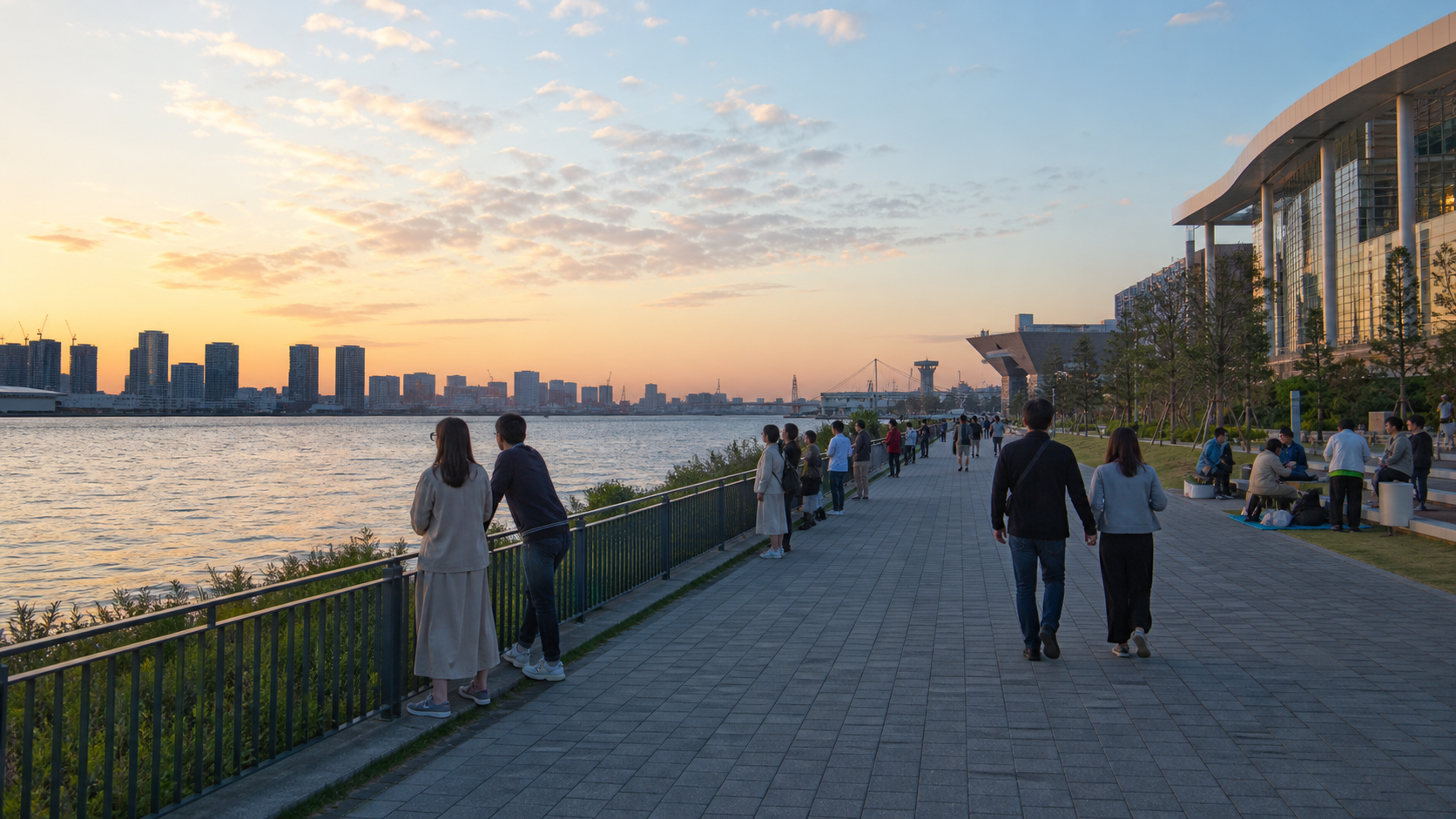 Toyosu and Ariake waterfront viewing-area mood