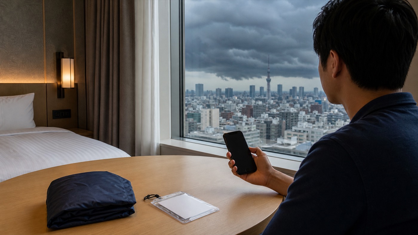Traveler checking weather before Koto Fireworks with a protected ticket