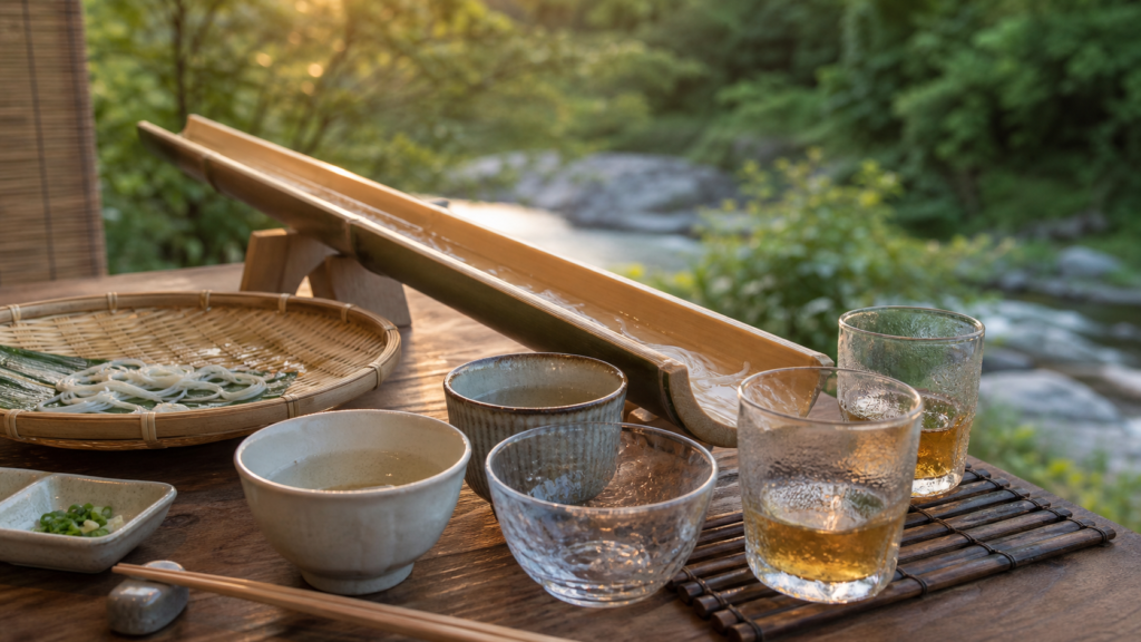 Quiet evening table after a nagashi somen summer meal
