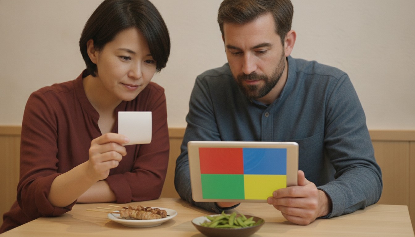 Travelers checking an izakaya bill against their order