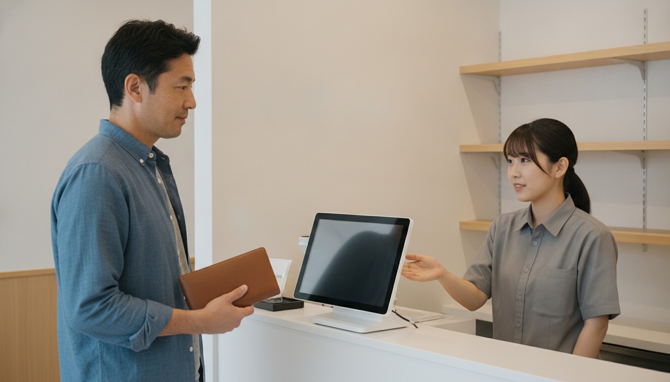 Traveler paying an izakaya bill at the cashier