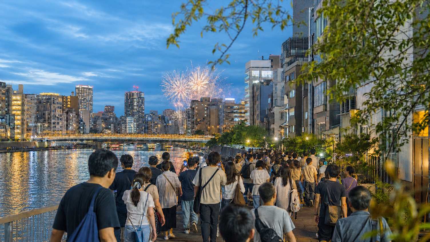 Second Venue fireworks seen from the Kuramae side of the Sumida River