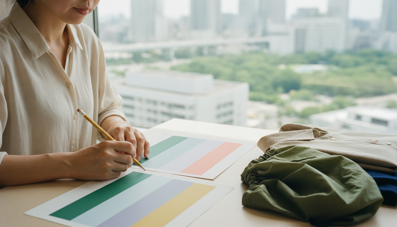 Traveler comparing two color-coded trip planners for separate costume windows