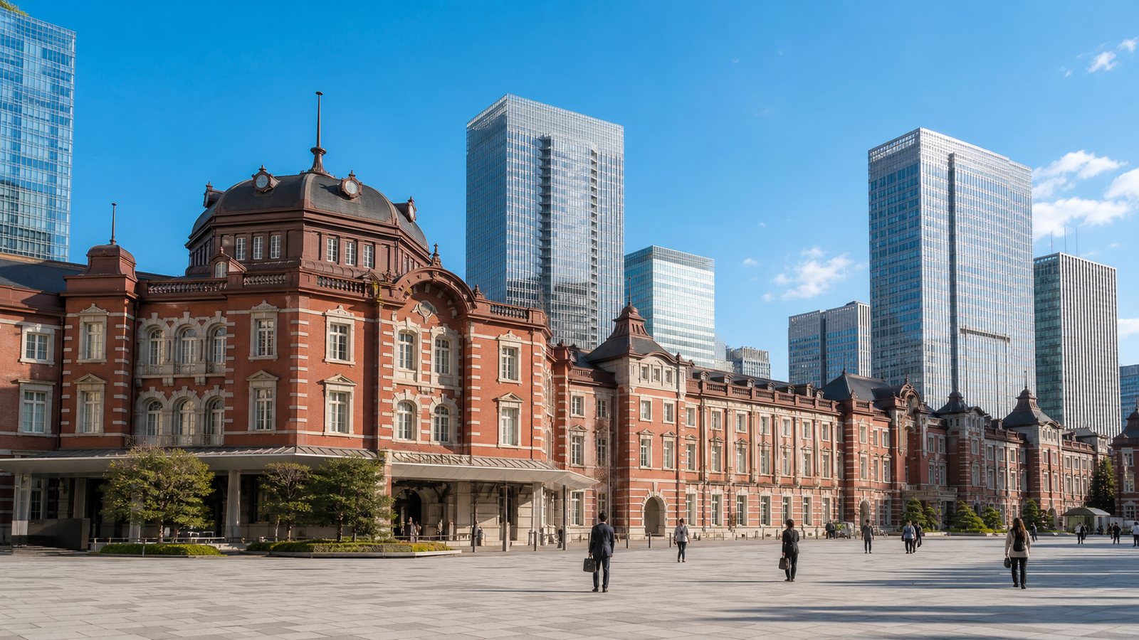Tokyo Station Marunouchi facade in clear morning light
