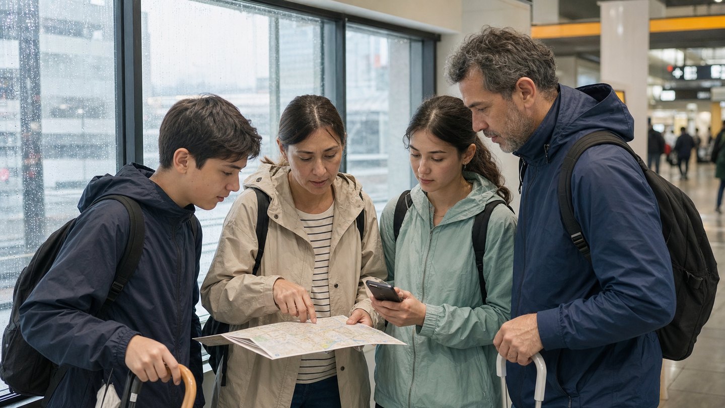 Travelers comparing indoor museum options for a rainy Tokyo day