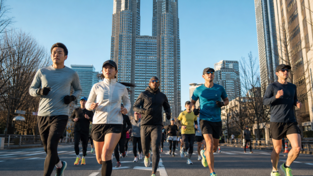 International recreational runners near the Tokyo Metropolitan Government Building