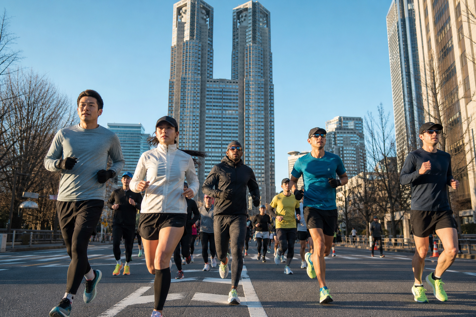 International recreational runners near the Tokyo Metropolitan Government Building