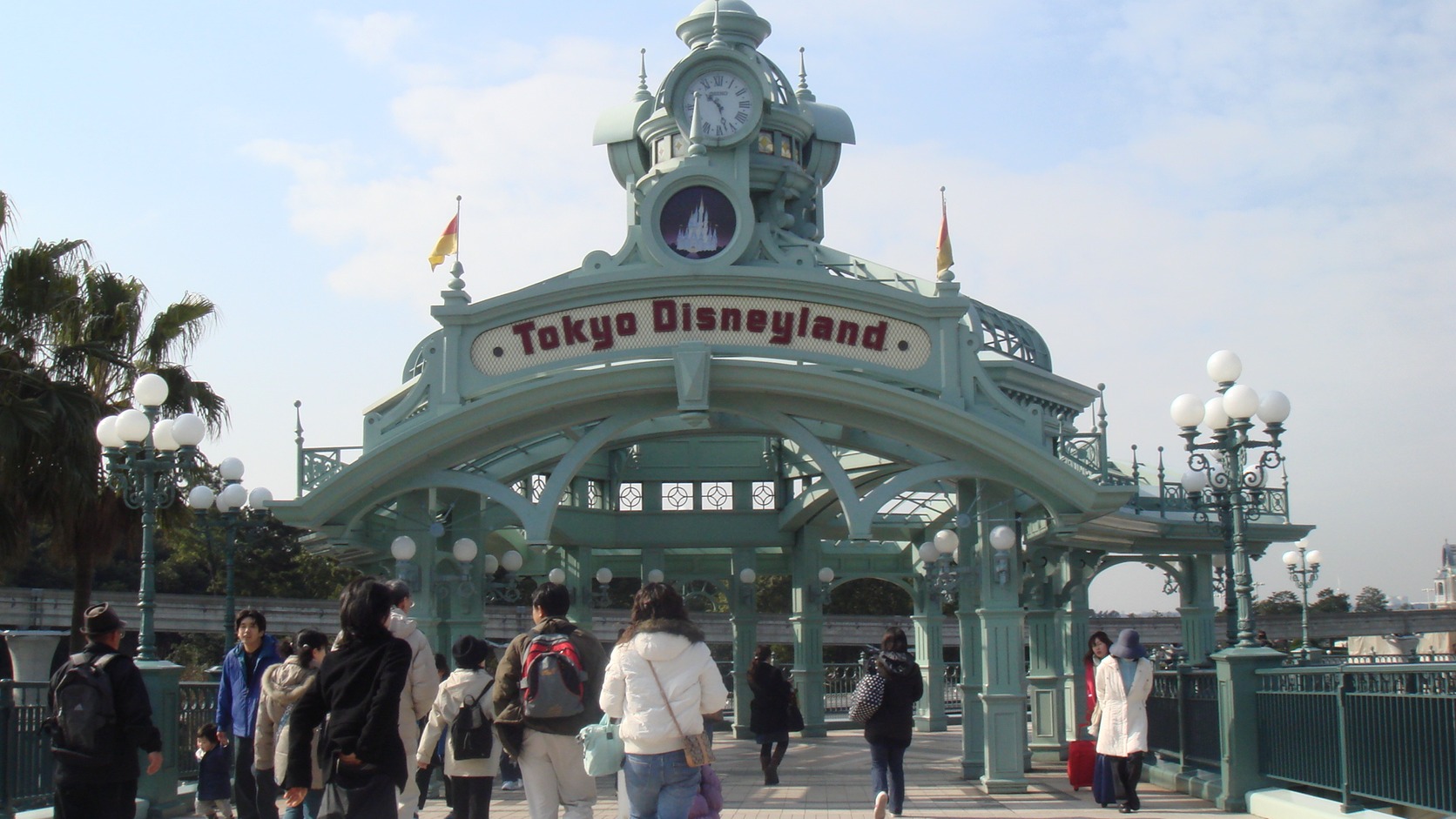 Tokyo Disneyland gate near Maihama Station in daylight