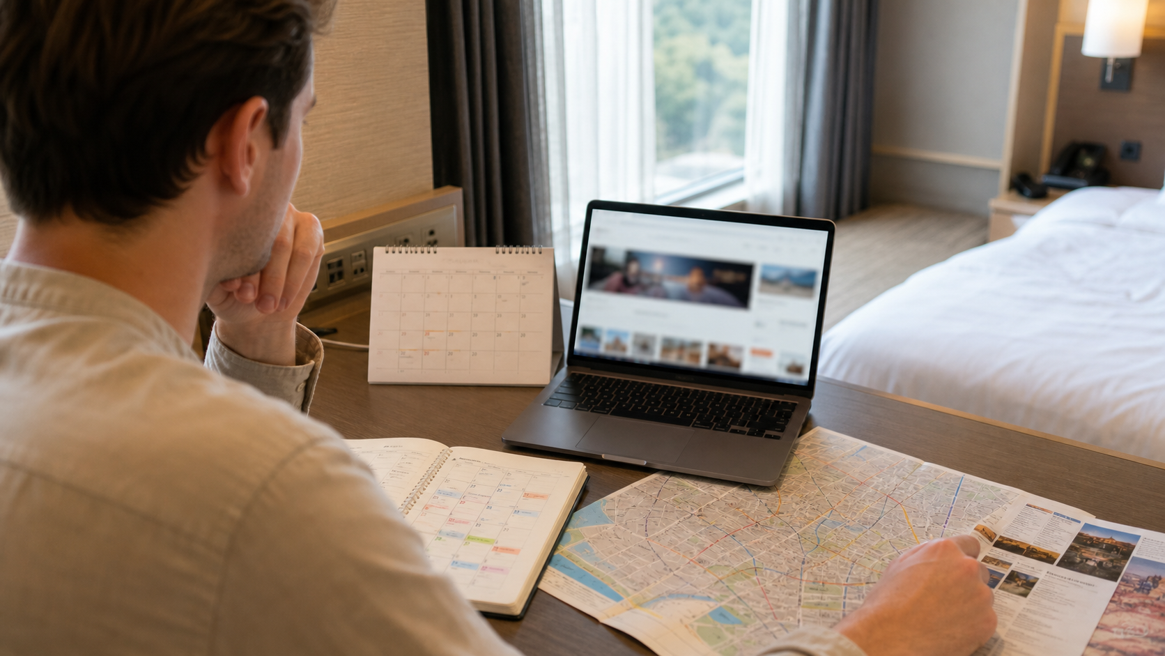 A traveler comparing an official event page with a Japan trip calendar