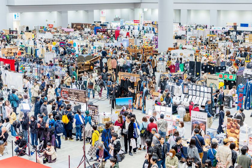 Bright exhibition booths and visitors at Design Festa Vol.63
