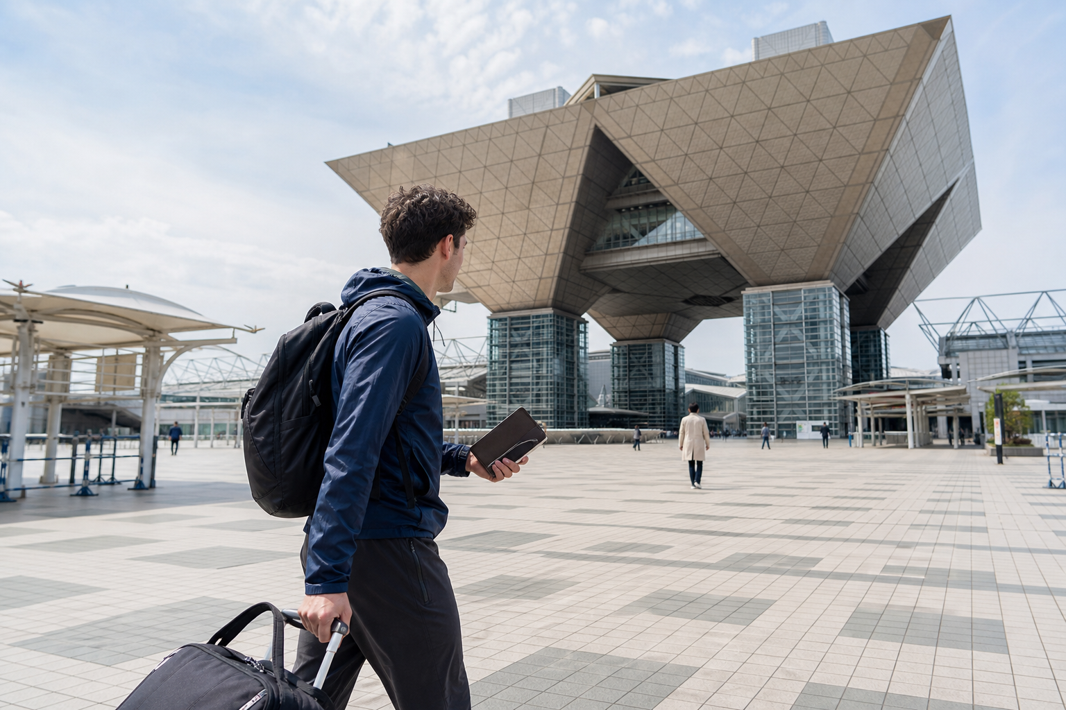 International runner arriving at Tokyo Big Sight for in-person packet pickup