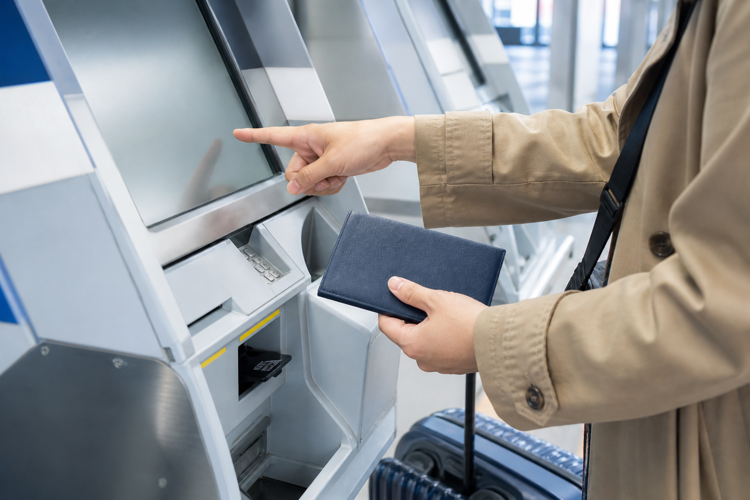 Traveler preparing a reserved-seat ticket at a Japanese station ticket machine
