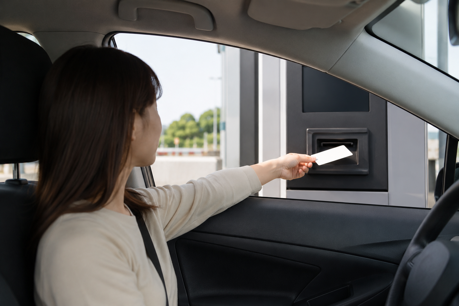 Stopped driver receiving a blank toll ticket in a General lane
