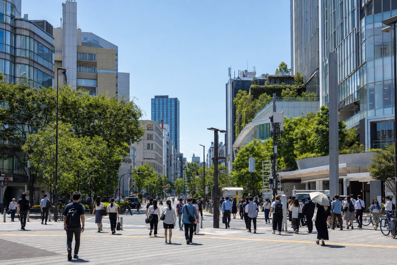 Busy modern streets on the East side of Ikebukuro