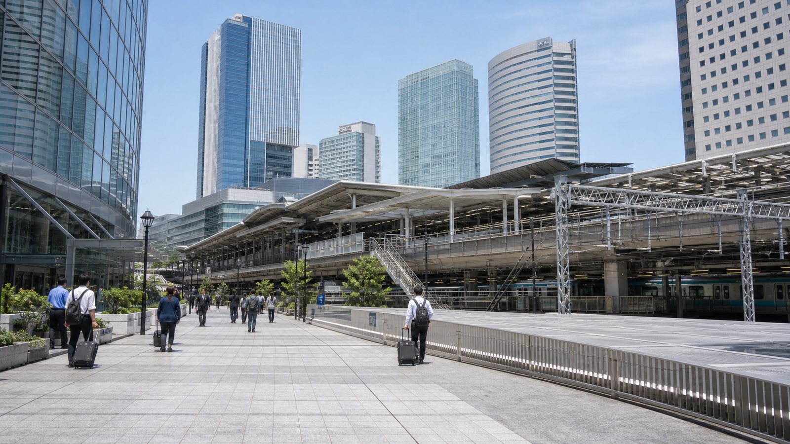 Shinagawa's modern south-Tokyo transport-hub atmosphere