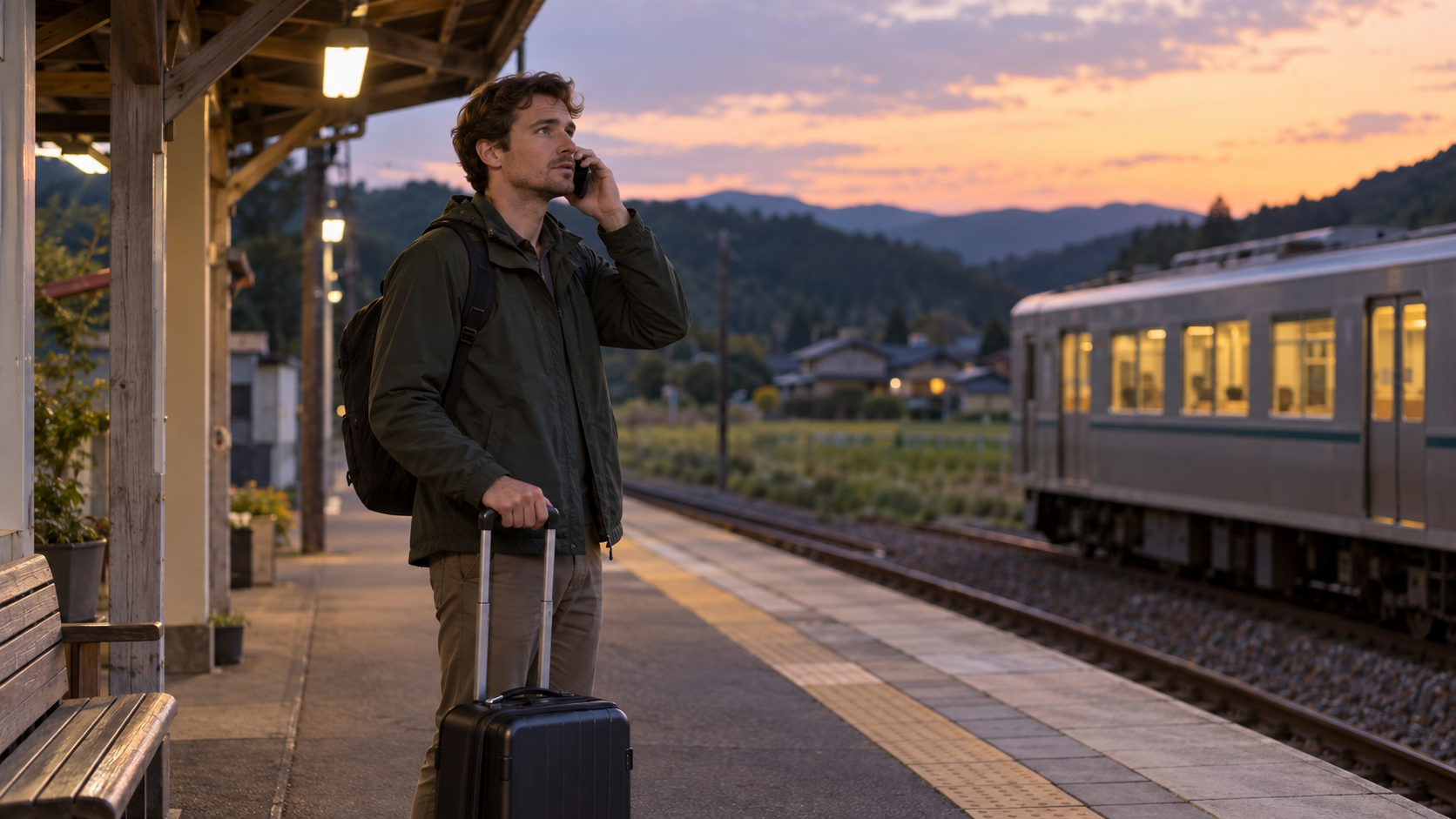 AI-generated illustration of a traveler contacting a property after a delay