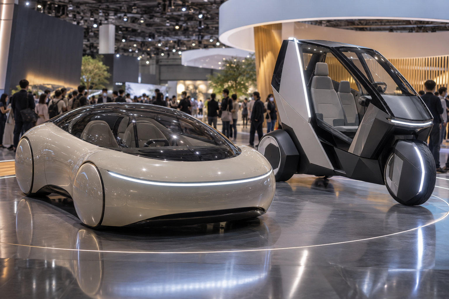 AI-generated image of a fictional custom-mobility exhibition