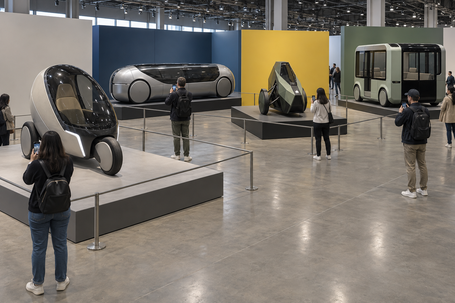 AI-generated image of a fictional mobility show floor