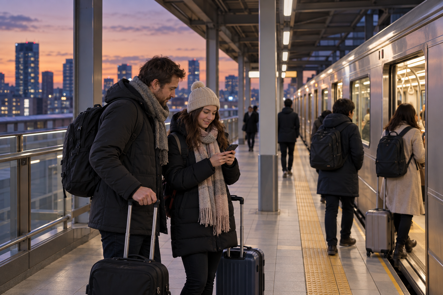 travelers arriving by Tokyo transit