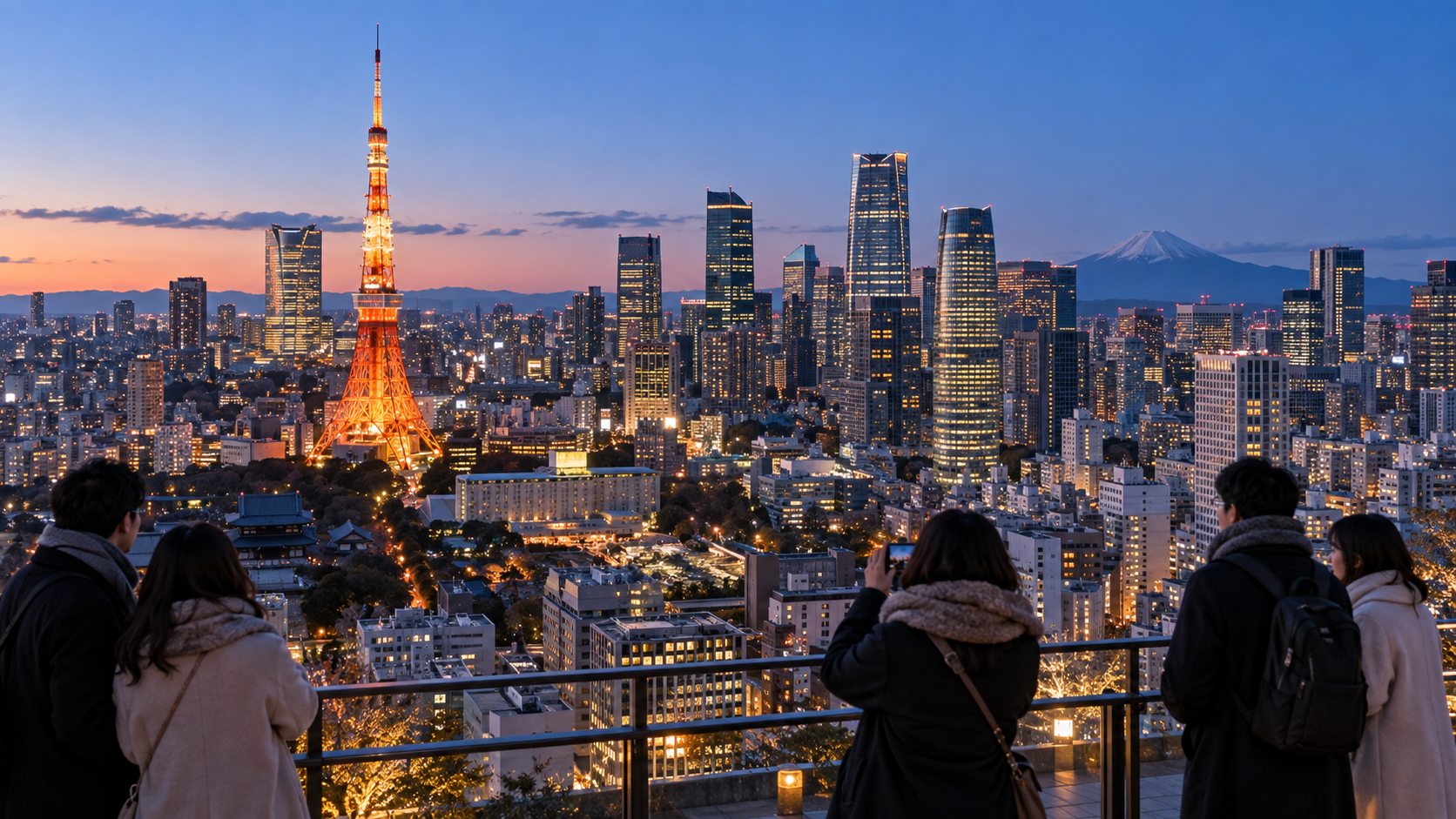 Tokyo in December at blue hour